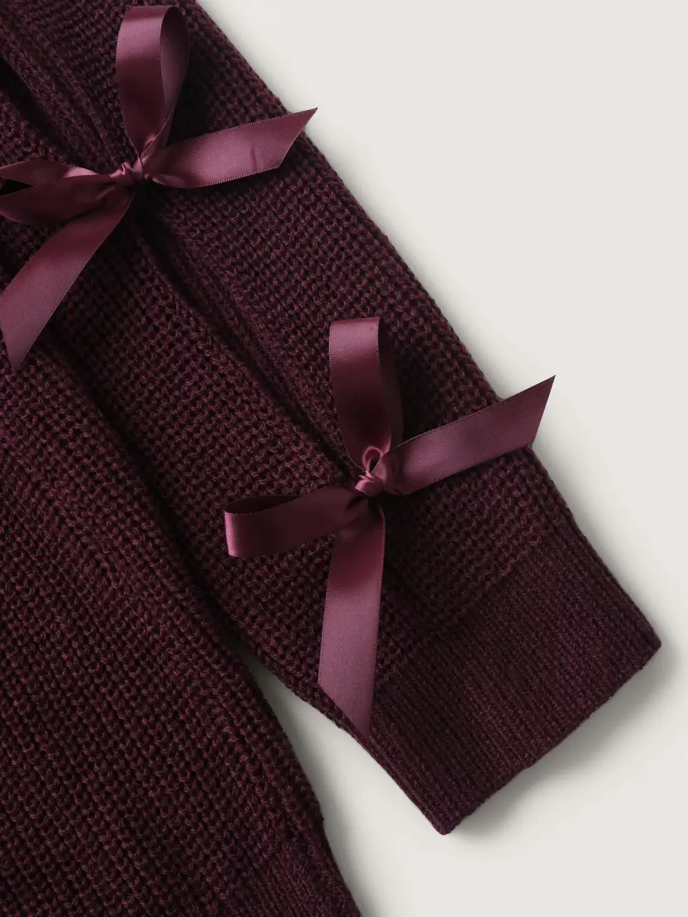 Bowknot Cut-Out Sleeve Solid Pullover