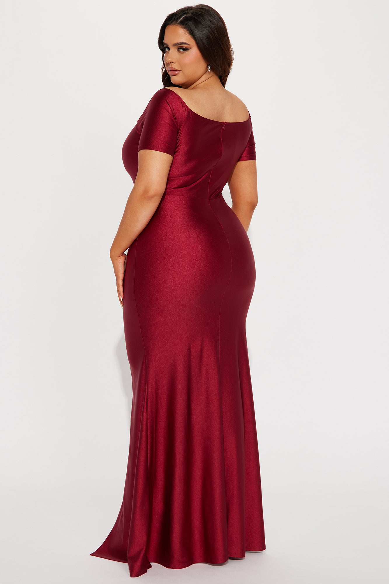 Gema Ruched Gown - Burgundy