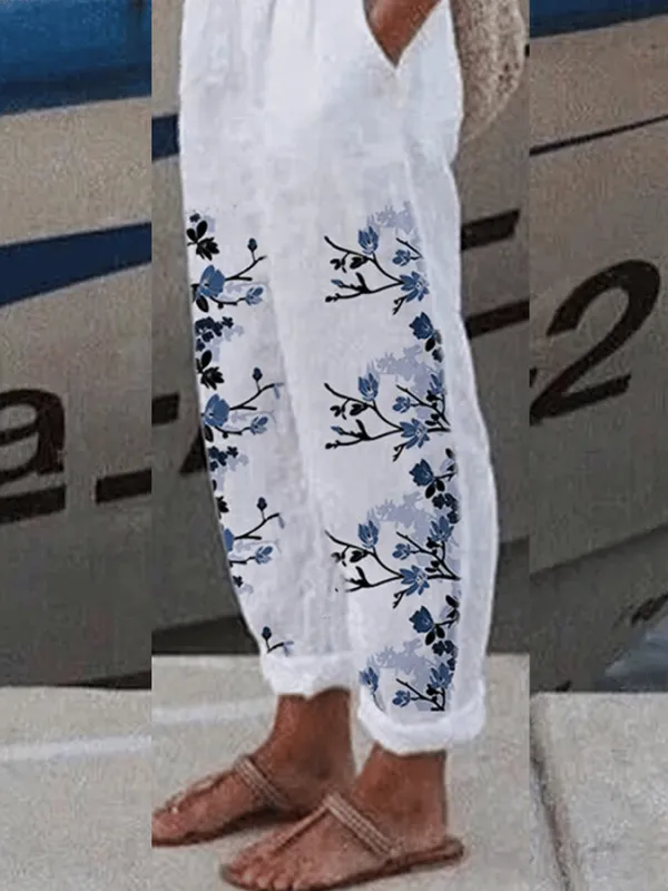 Women's Leisure Printed Pocket Casual Pants