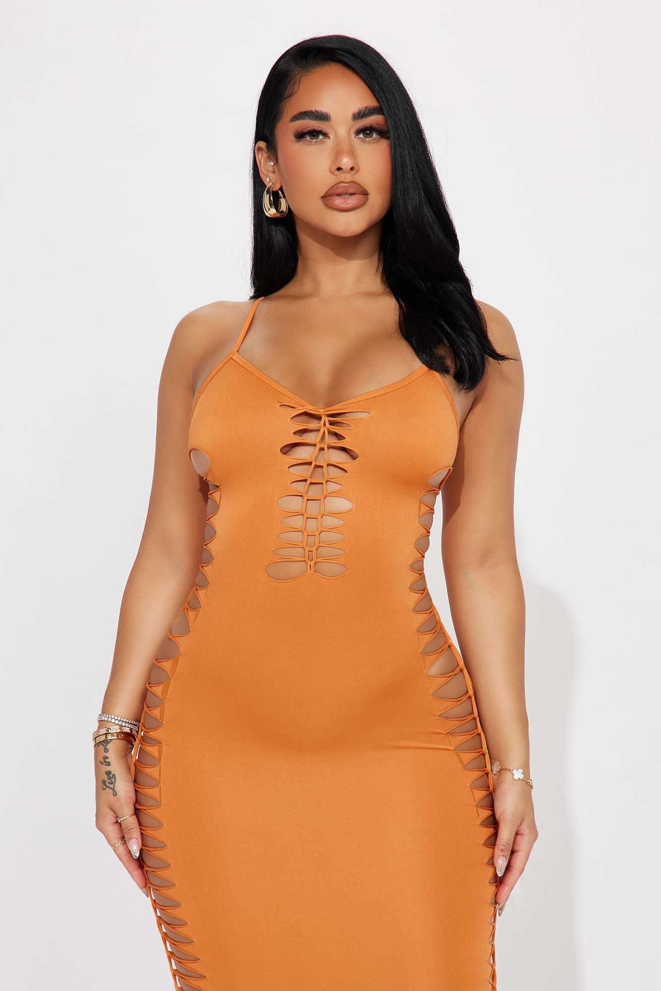 Bailey Braided Midi Dress - Rust