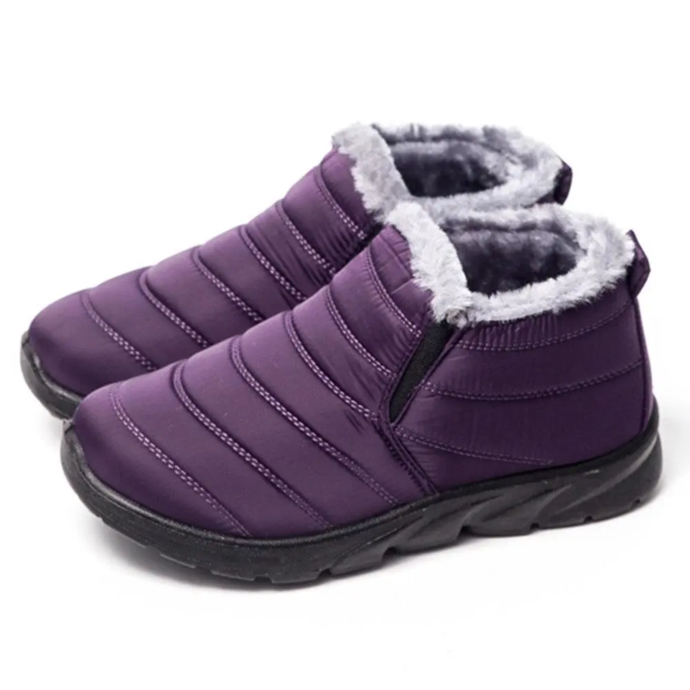 Warm Lining Casual Winter Waterproof Slip On Ankle Snow Boots