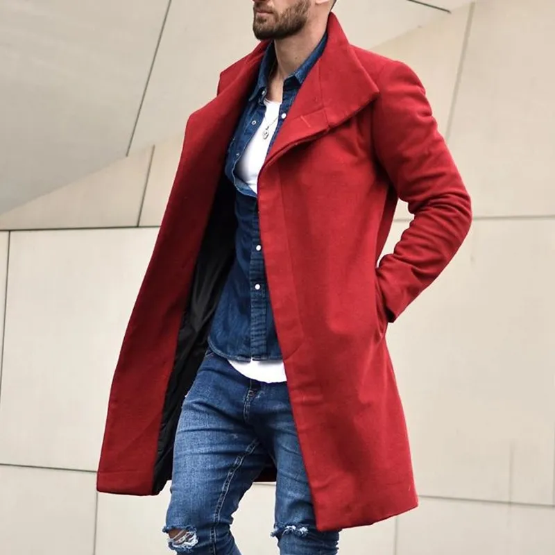 Casual Lapel Pure Color Single Breasted Overcoat