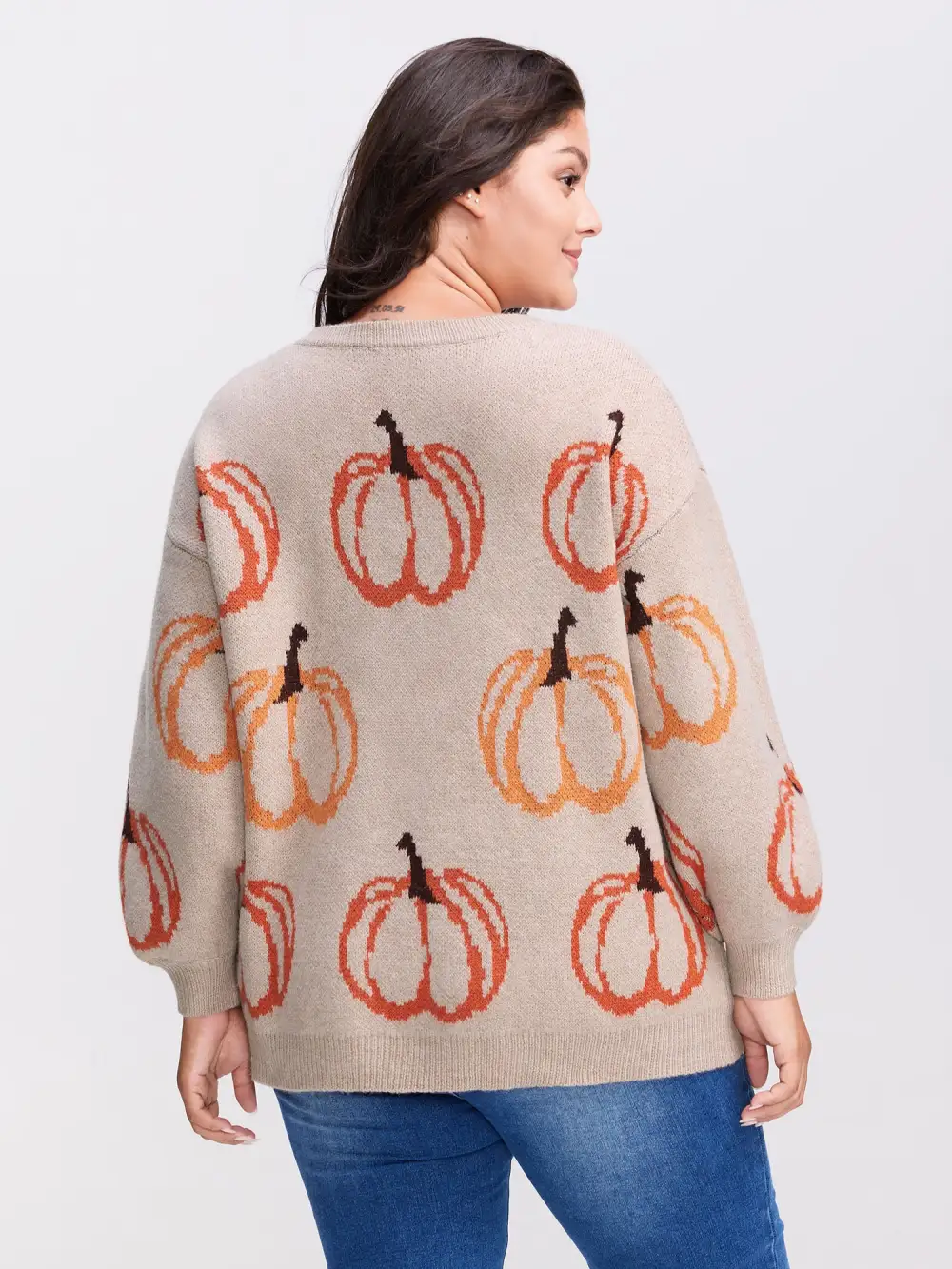 Pumpkin Patch Print Drop Shoulder Pullover