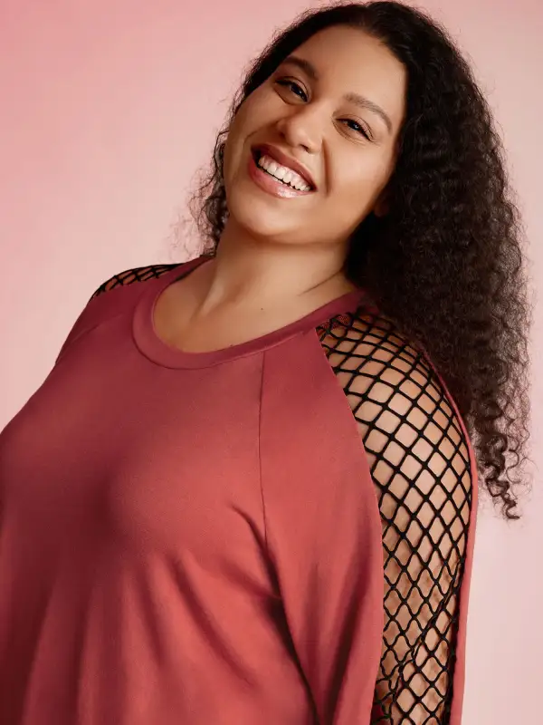 Sheer Cut-Out Sleeve Relaxed-Fit Sweatshirt