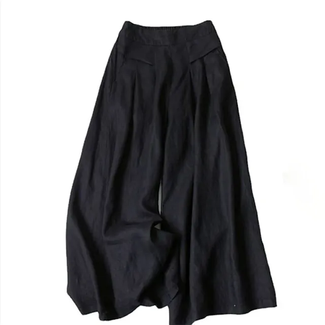Women's Culottes Wide Leg Wide Leg Pants Trousers 100% Cotton Plain Pocket Baggy Full Length High Waist Casual Lounge Casual Daily Black White M L Autumn / Fall Spring & Summer