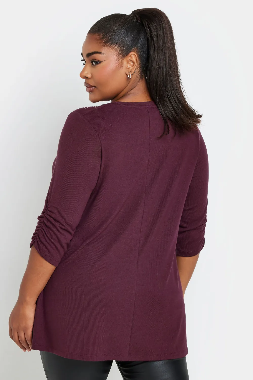 YOURS Curve Black Diamante Stud Swing Top
