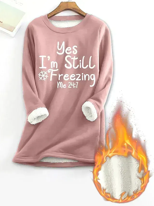 Women's Pajama Top and Pant Letter Warm Comfort Soft Home Daily Bed Fleece Warm Breathable Crew Neck Long Sleeve Pullover Pant Elastic Waist Fall Winter