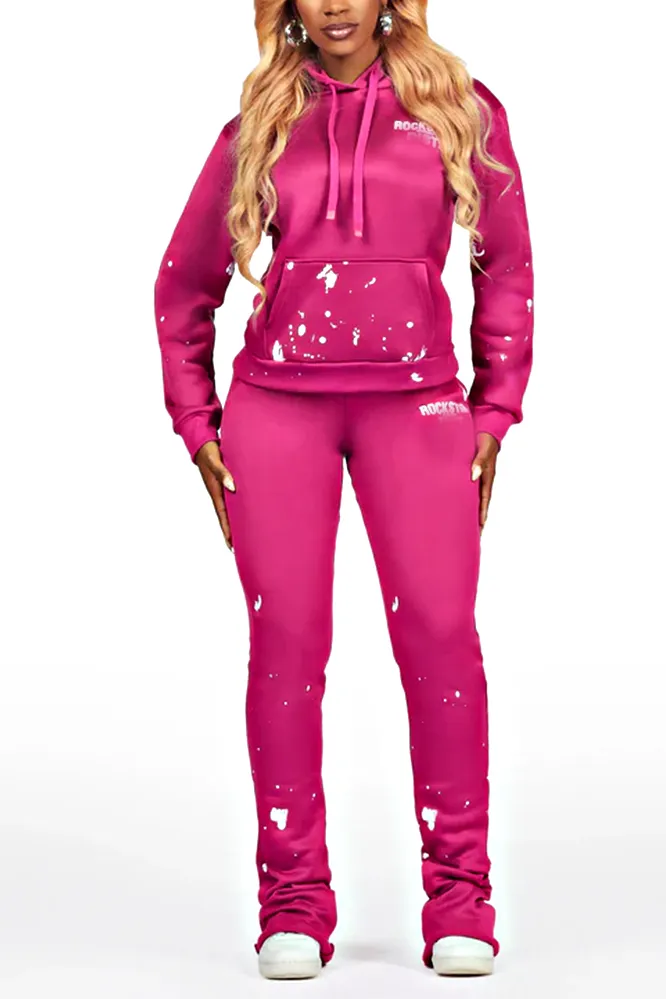 Women's Gradient Pattern Hoodie and Pants Two Piece Set