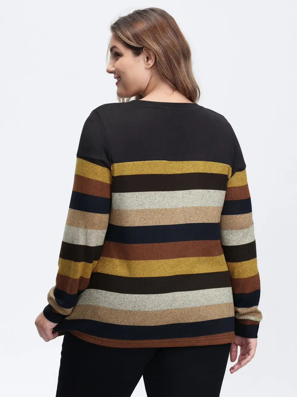 Stretchy Colorful Stripe Relaxed-Fit T-Shirt