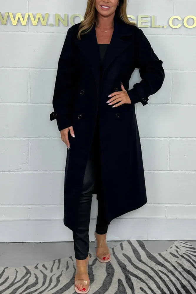 Oversize Wool Look Belted Longline Coat