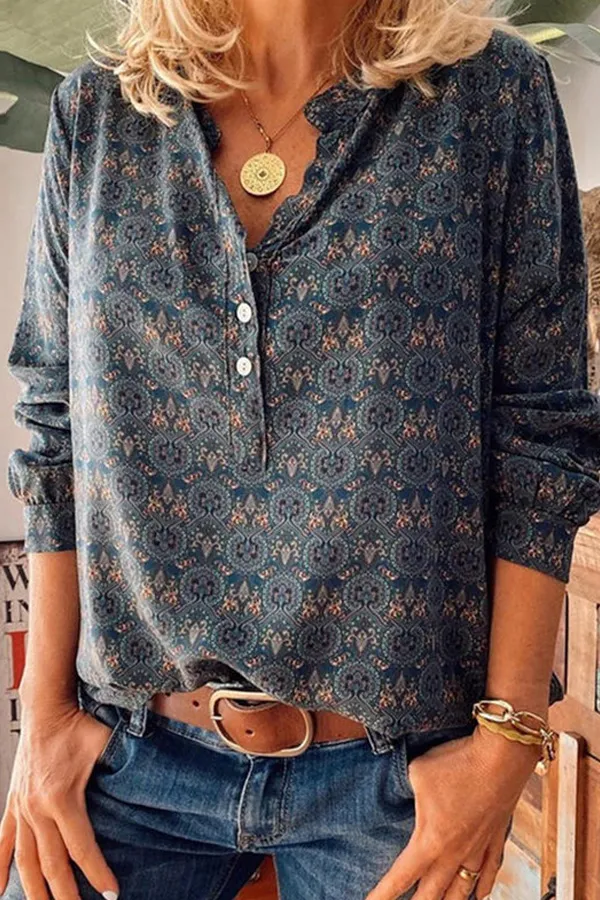 Vintage Floral Print Loose Top