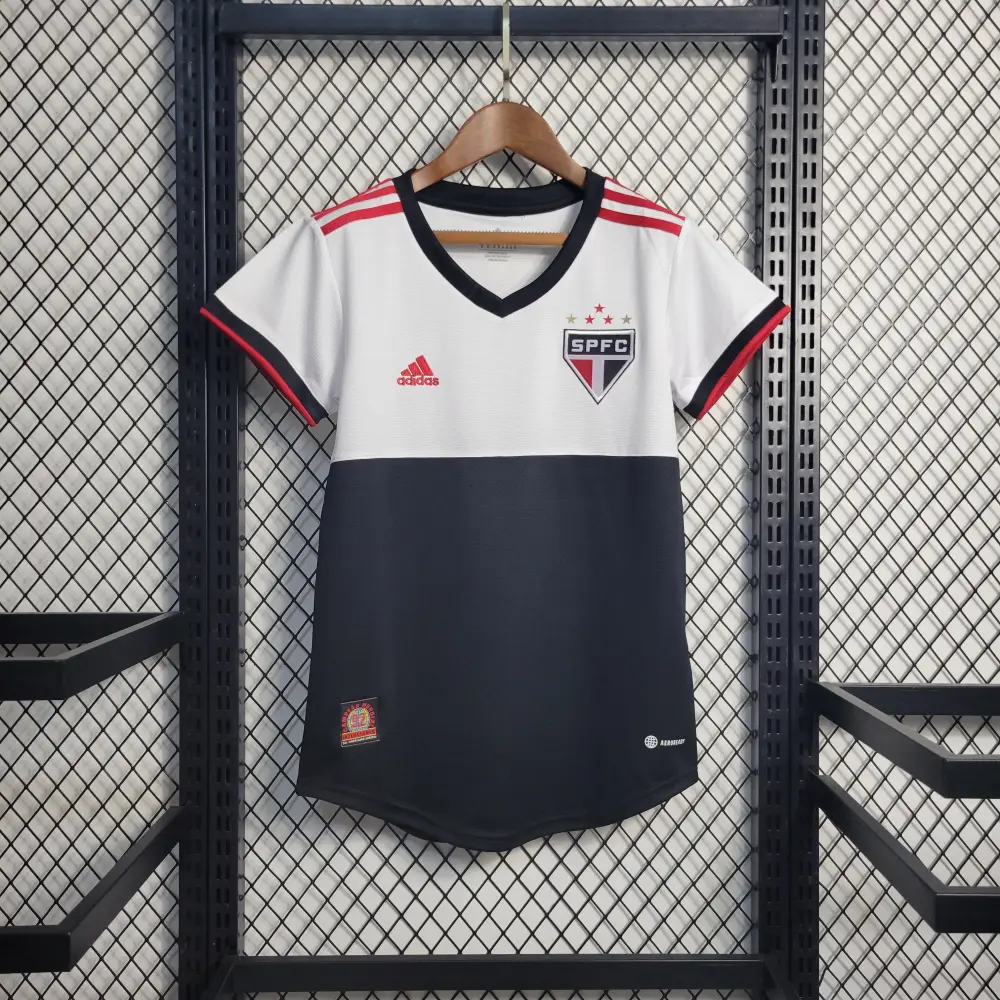 Camisa São Paulo Third 22/23 Feminina - Branca e Preta