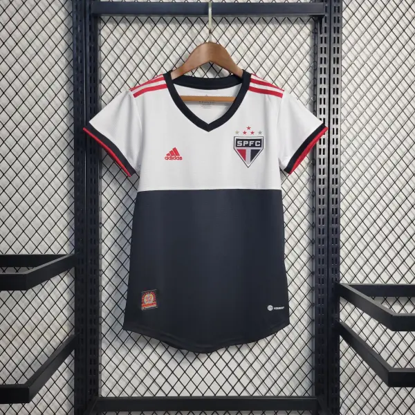 Camisa São Paulo Third 22/23 Feminina - Branca e Preta