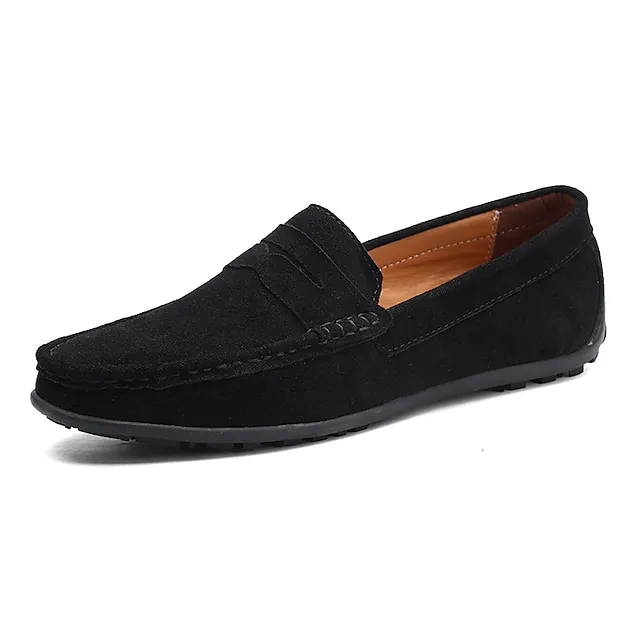 Men's Loafers & Slip-Ons Suede Shoes Comfort Shoes Driving Loafers Casual Outdoor Daily Suede Black Navy Blue Khaki Spring Summer