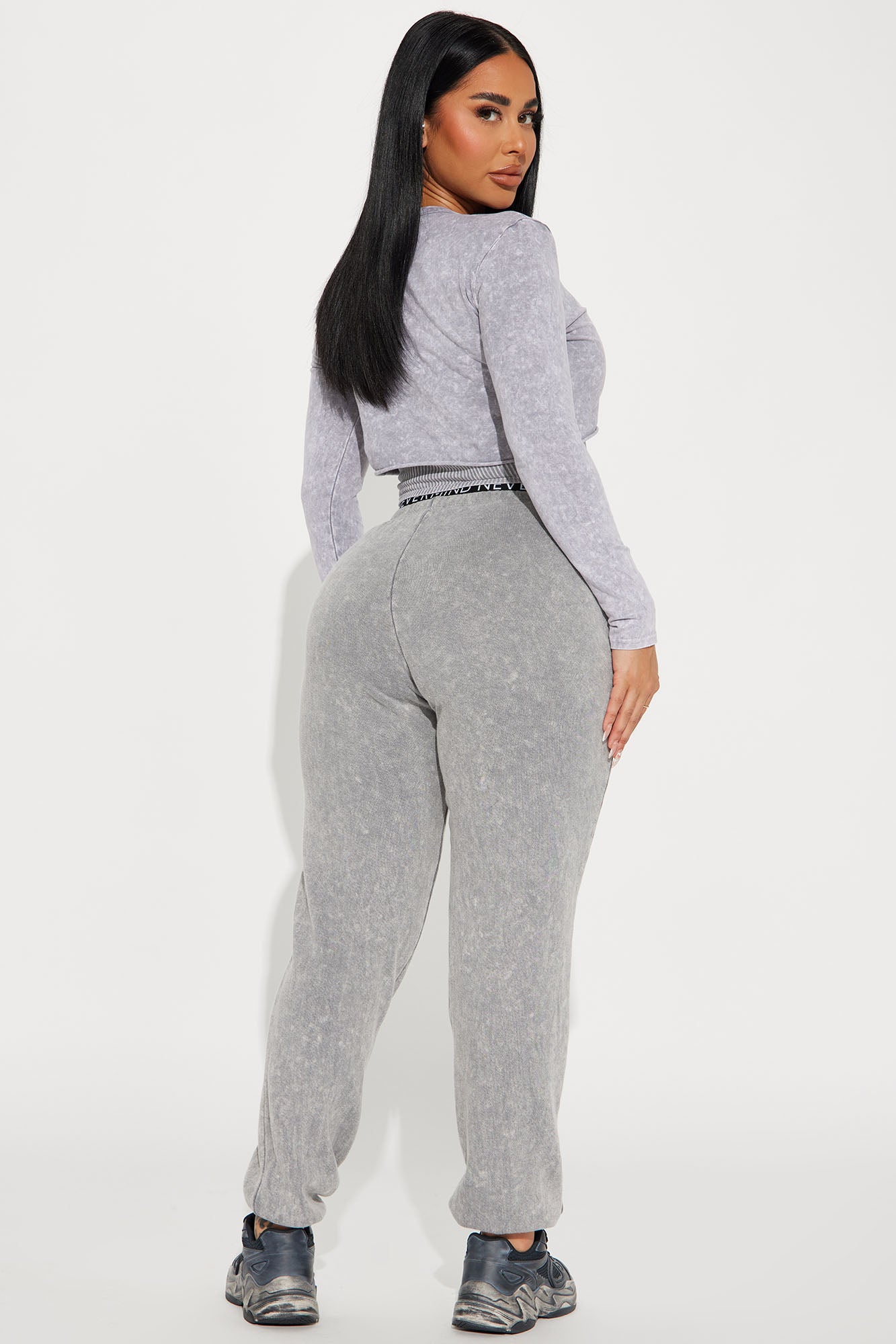 First Sight Mineral Wash Jogger Set - Grey