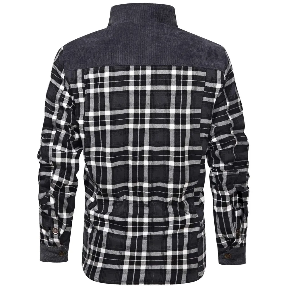 Men's Retro Check Pattern Stitching Warm Wanderer Jacket
