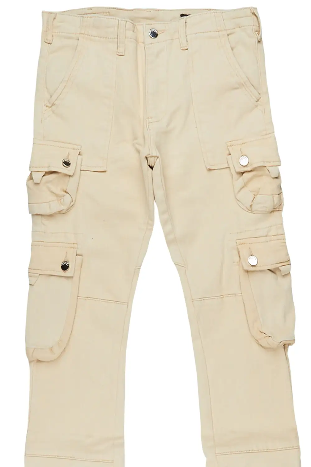 Elodie Beige Cargo Stacked Flare Jean