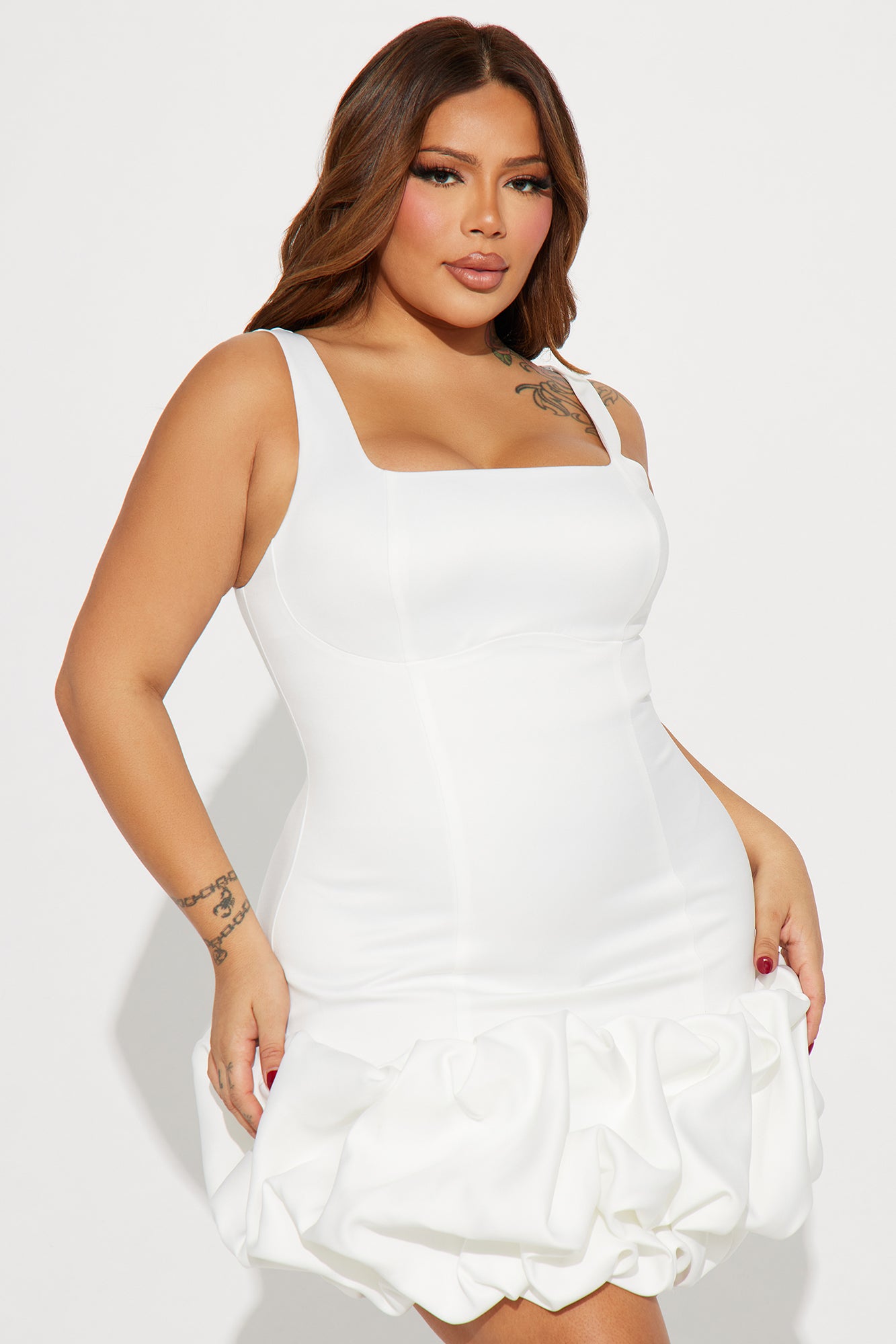 Sienna Satin Mini Dress - White