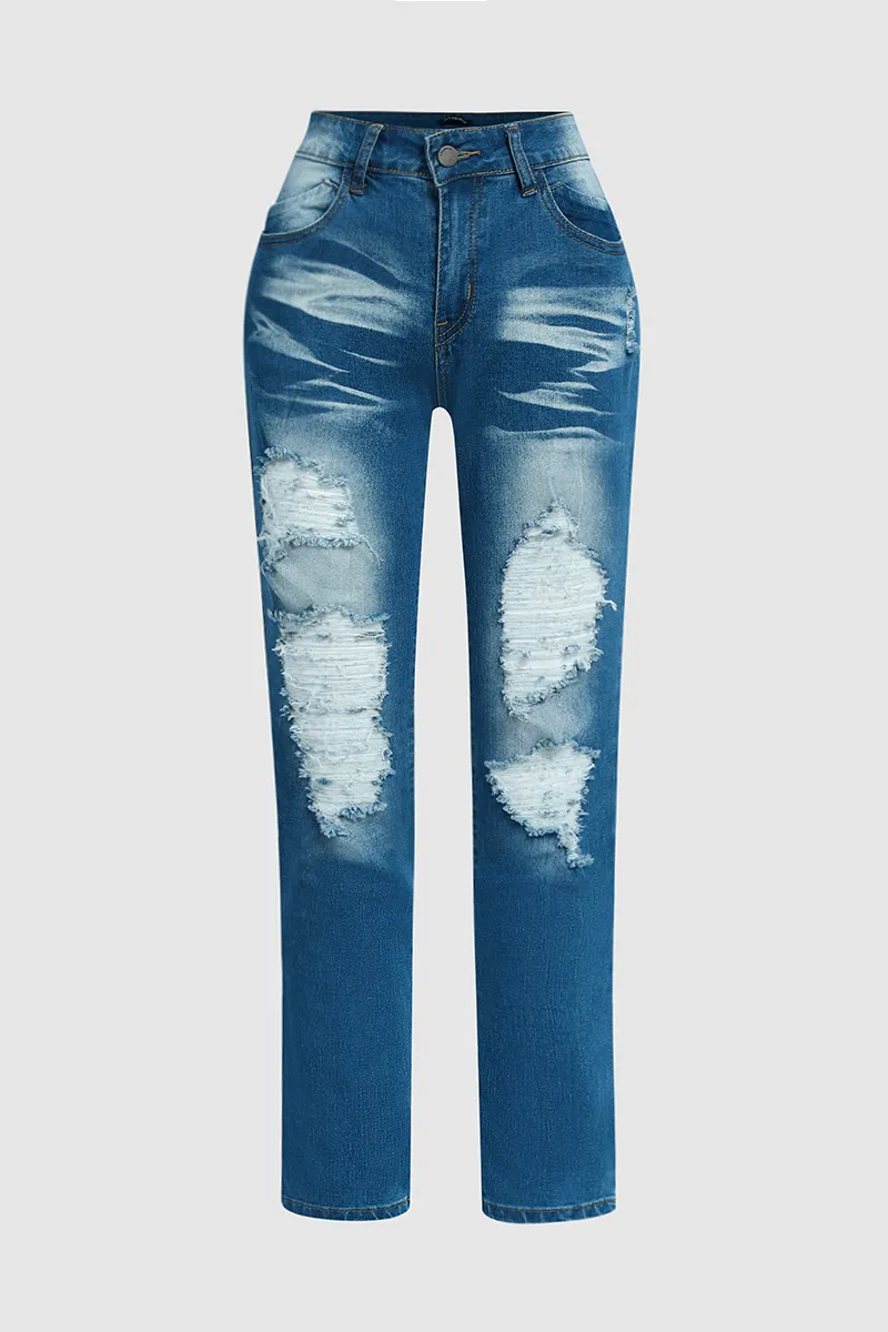 Distressed Low Rise Skinny Jeans