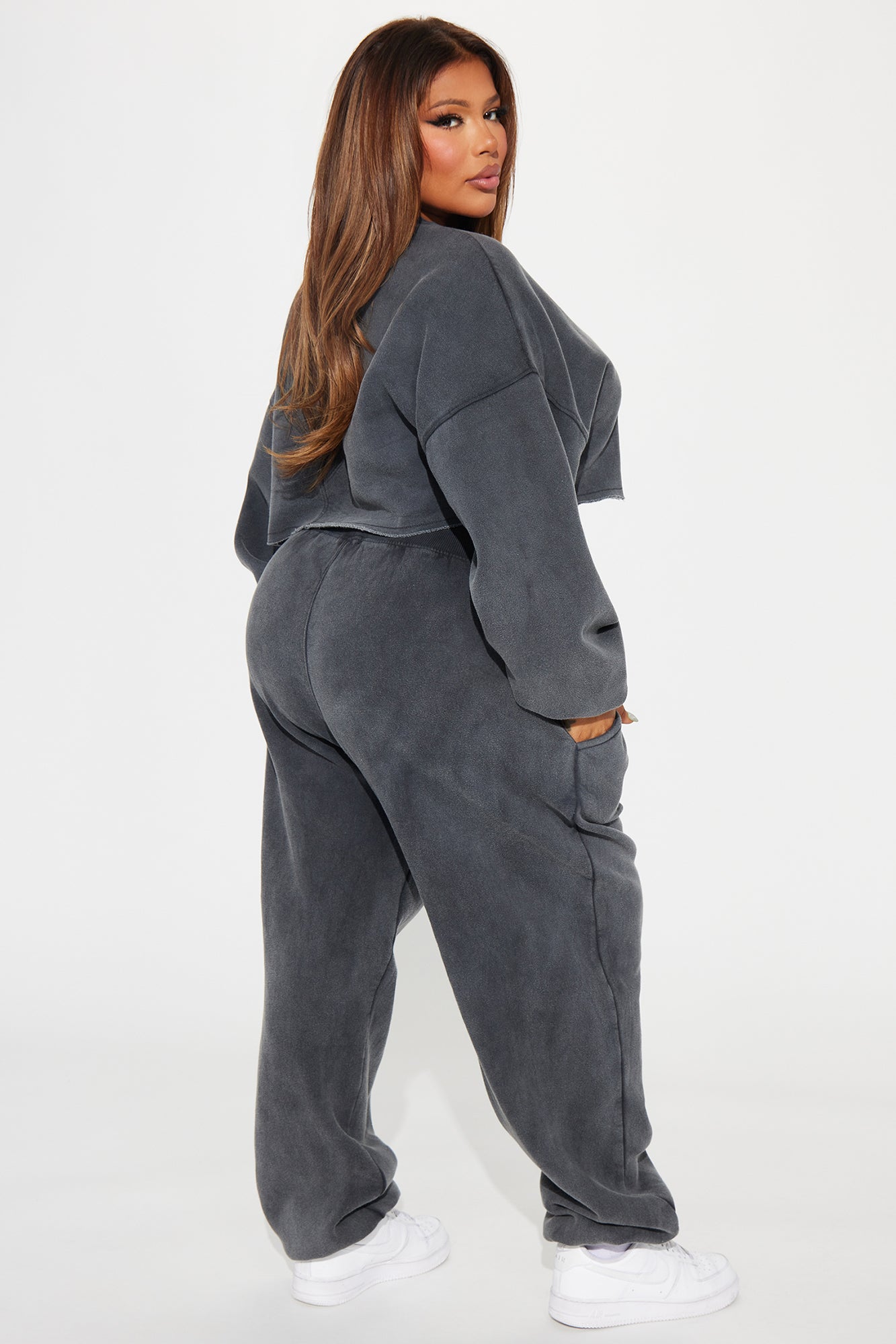 Feeling Good Fleece Jogger Set - Charcoal