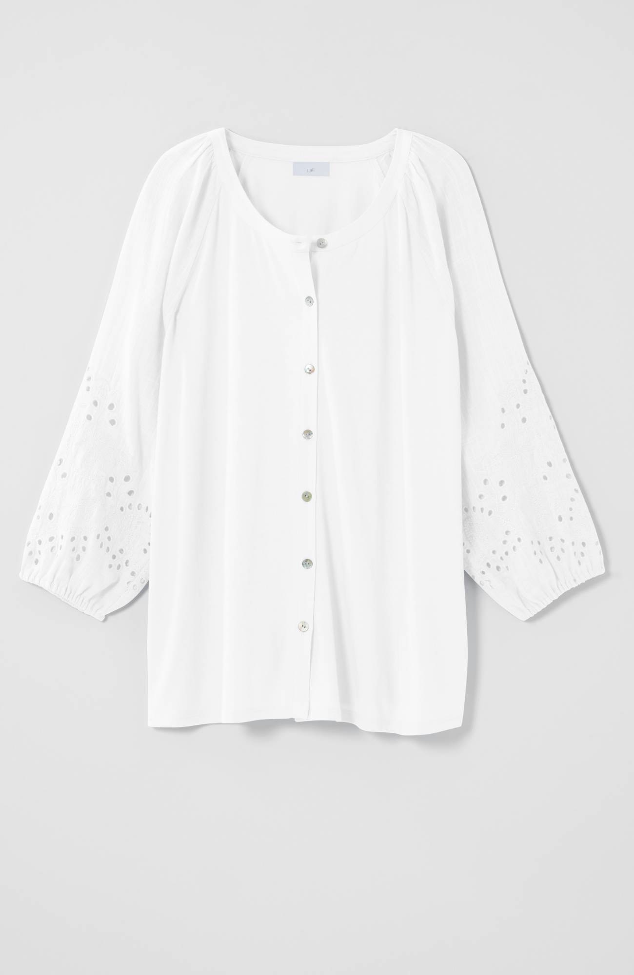 Placed-Eyelet Mixed-Media Top