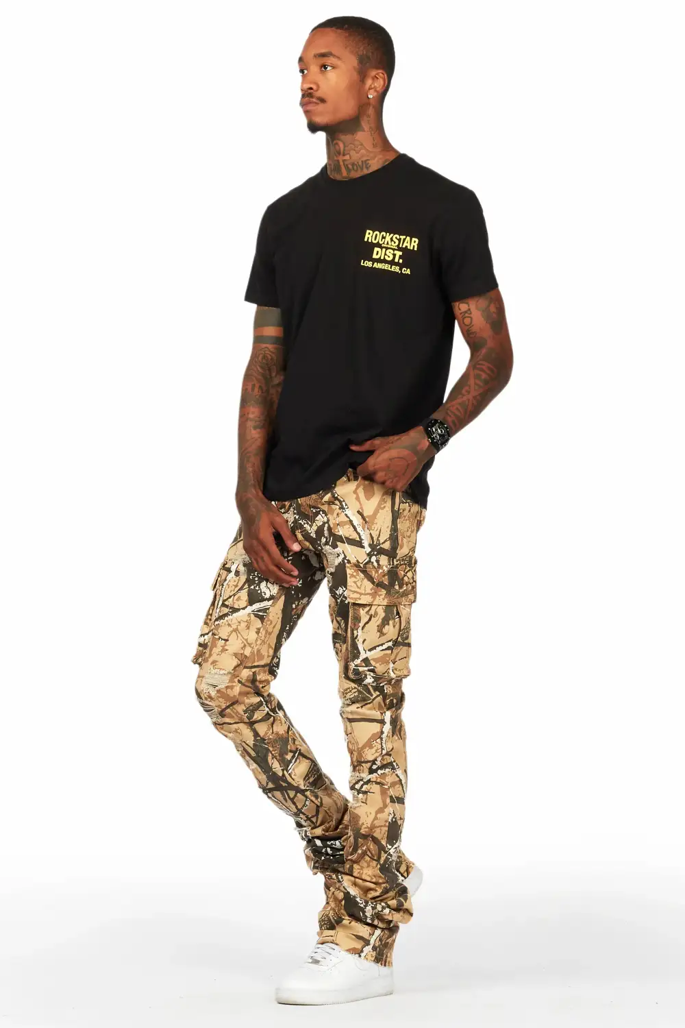 Renn Beige/TreeCamo Super Stacked Flare Jean