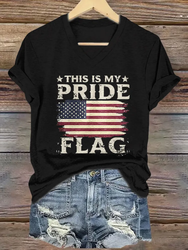 Women's This Is My Pride Flag Print Short Sleeve Round Neck Cotton T-Shirt