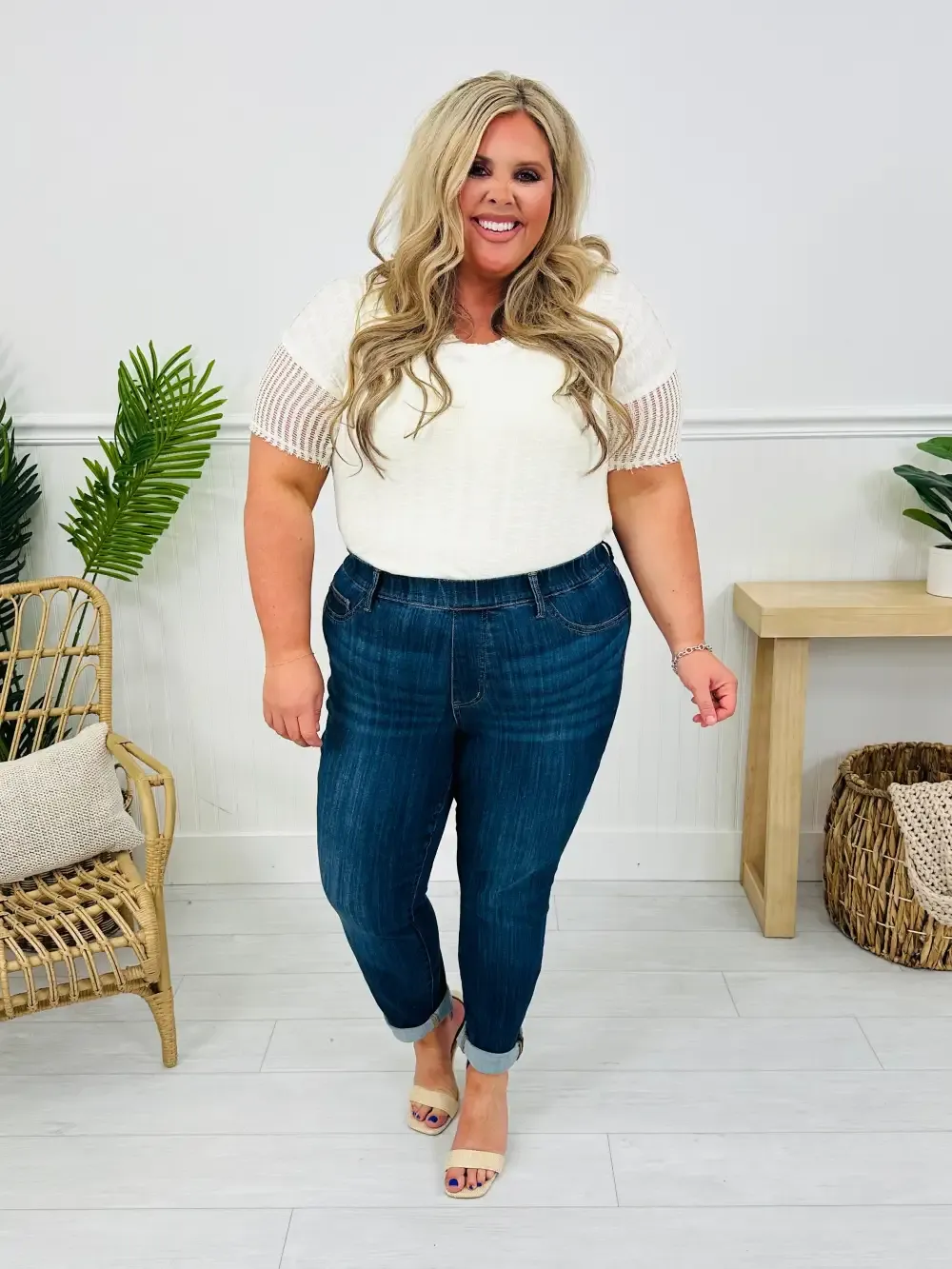 Judy Blue REG/CURVY Pulling Me Back Double Cuff Slim Fit Jeans