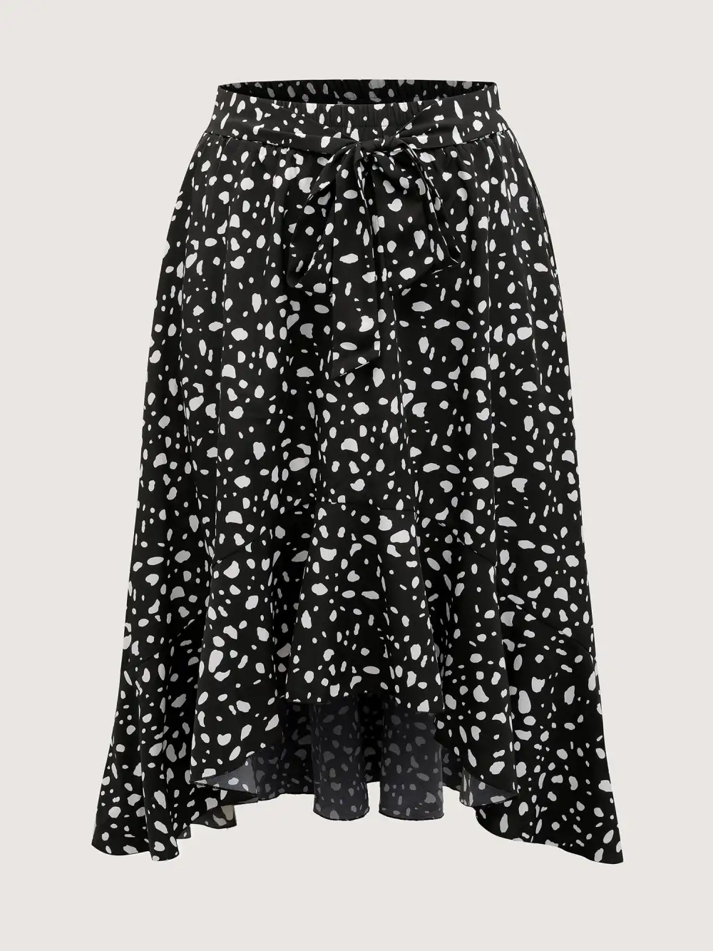 Polka Dots High Low Hem Midi Skirt