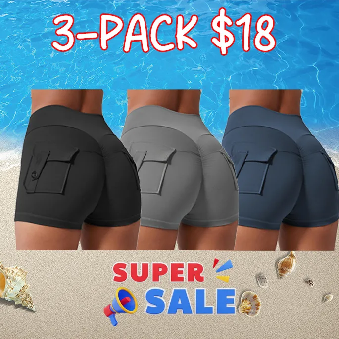 Women's All-Season High Waist Ruched Skinny Sports Shorts , Cool Breathable Solid Button Pocket , Yoga Gym Daily Errands Summer-Ready