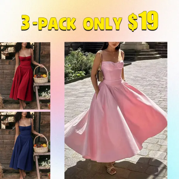 Women's Backless Zipper Cami Midi Dress – Elegant Summer Slip Dress for Party or Holiday