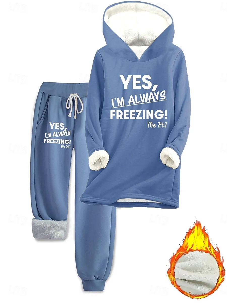 Women's Daily Stylish Two Piece Sets Tracksuit Pants Sets Long Sleeve Hooded Graphic Letter Drawstring Print Casual Daily Black Pink Dark Pink Fall Regular Fit