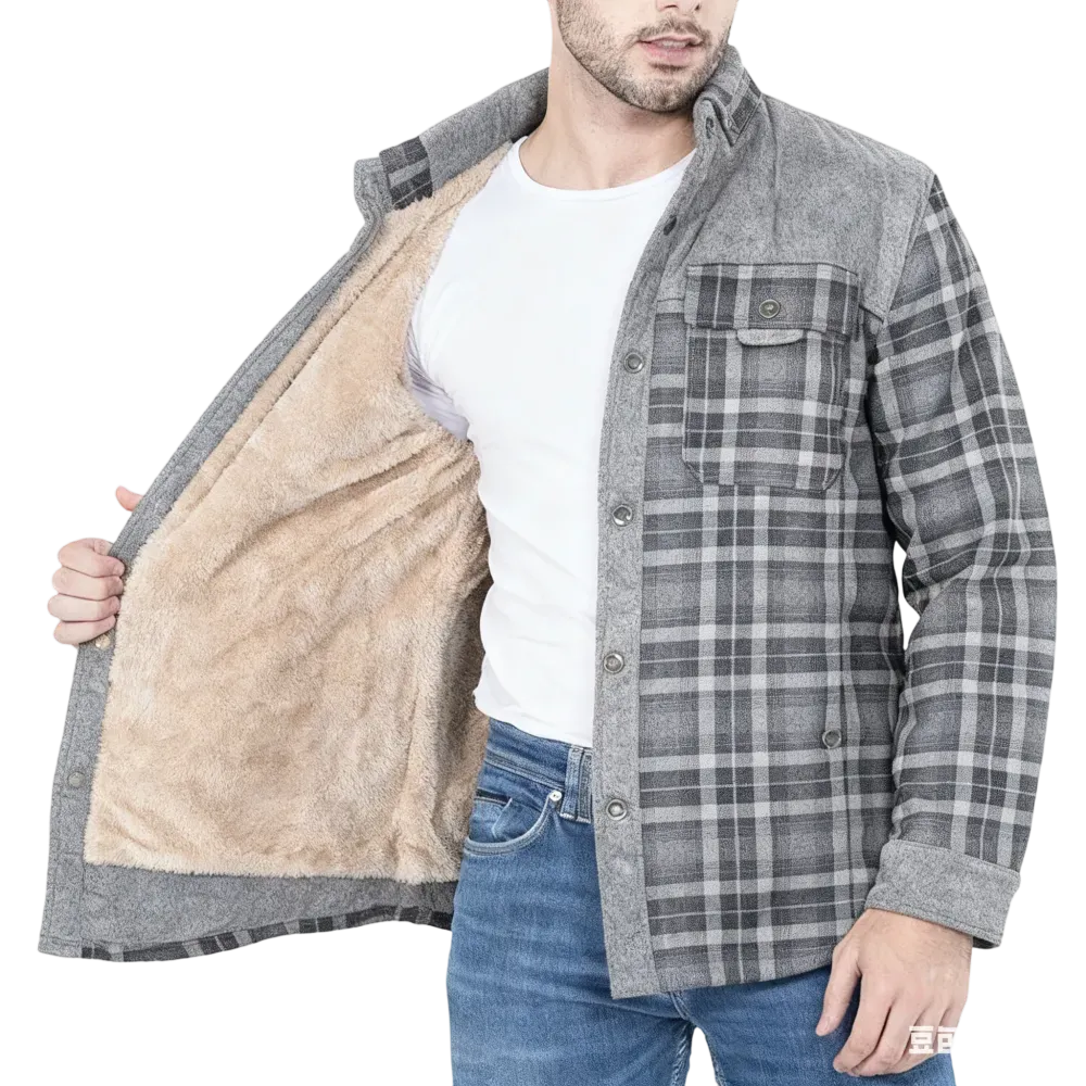 Men's Plaid Flannel Autumn and Winter Warm Jacket