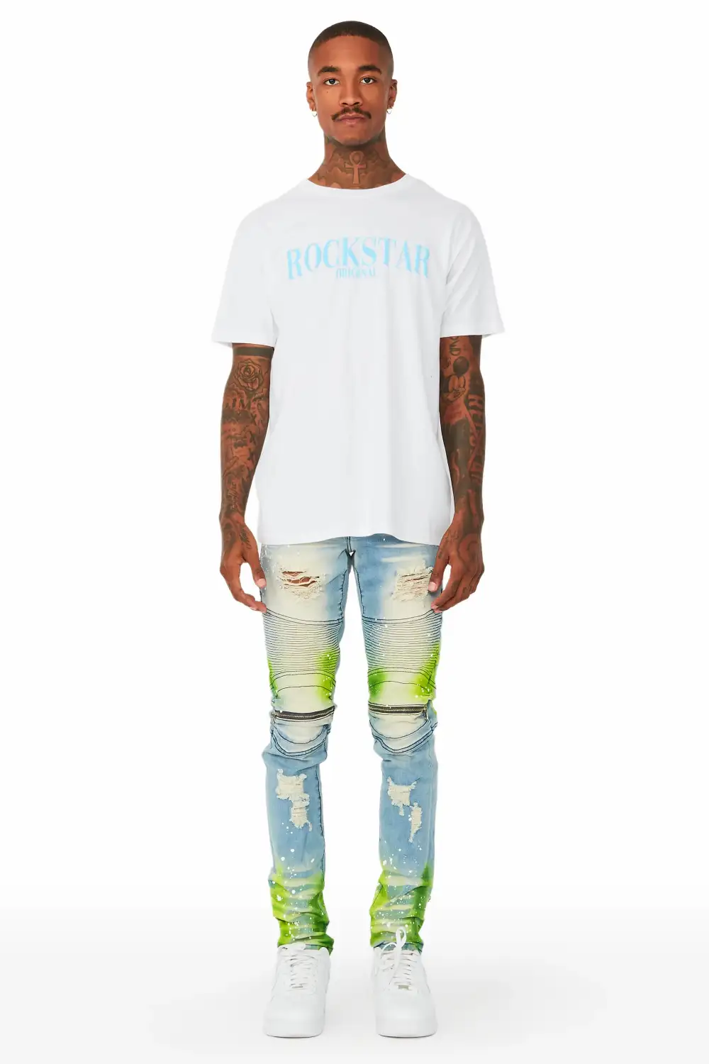 Wilder Blue/Green Painter Biker Jean