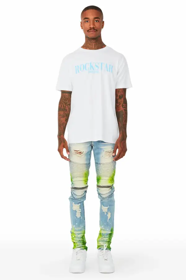 Wilder Blue/Green Painter Biker Jean