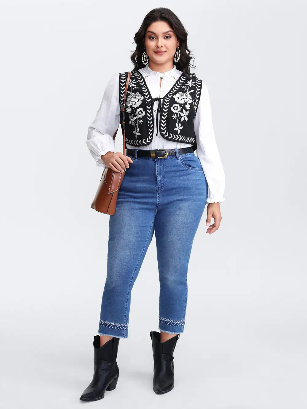 Pure Cotton Textured Embroidered Tie Vest