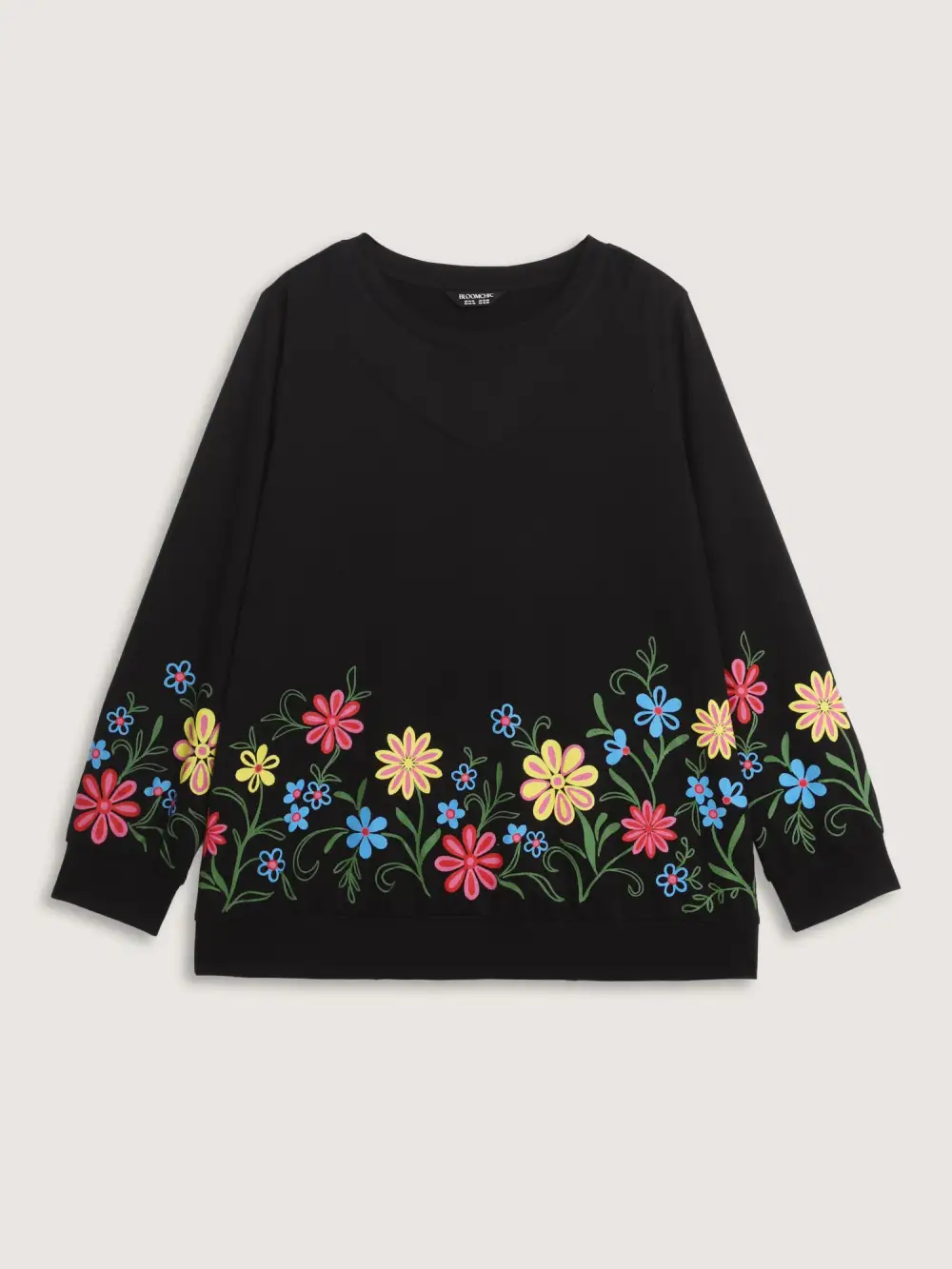 Floral Sheer Lined Contrast Sweatshirt