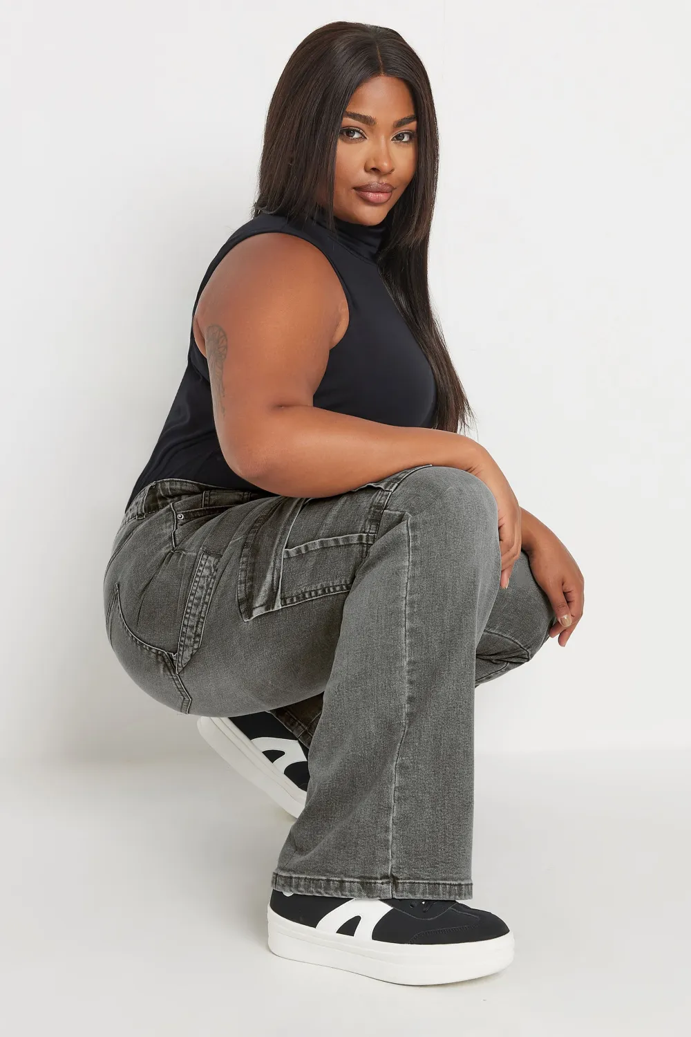 YOURS Curve Grey Cargo Jeans