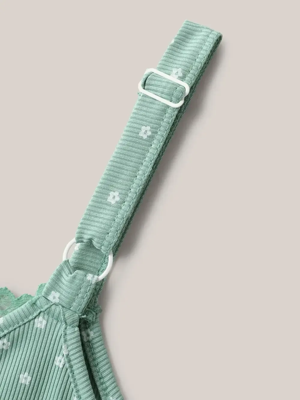 Lace Neck Polka Dots Textured Loungewear