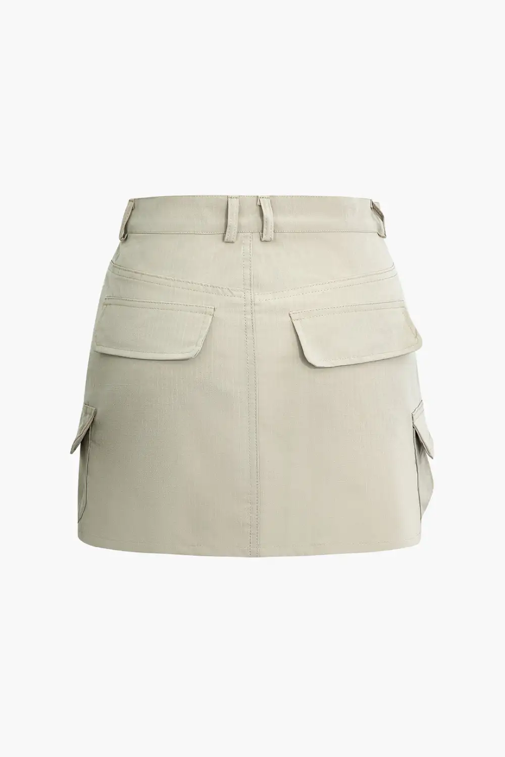 Solid Flap Pocket Cargo Mini Skirt