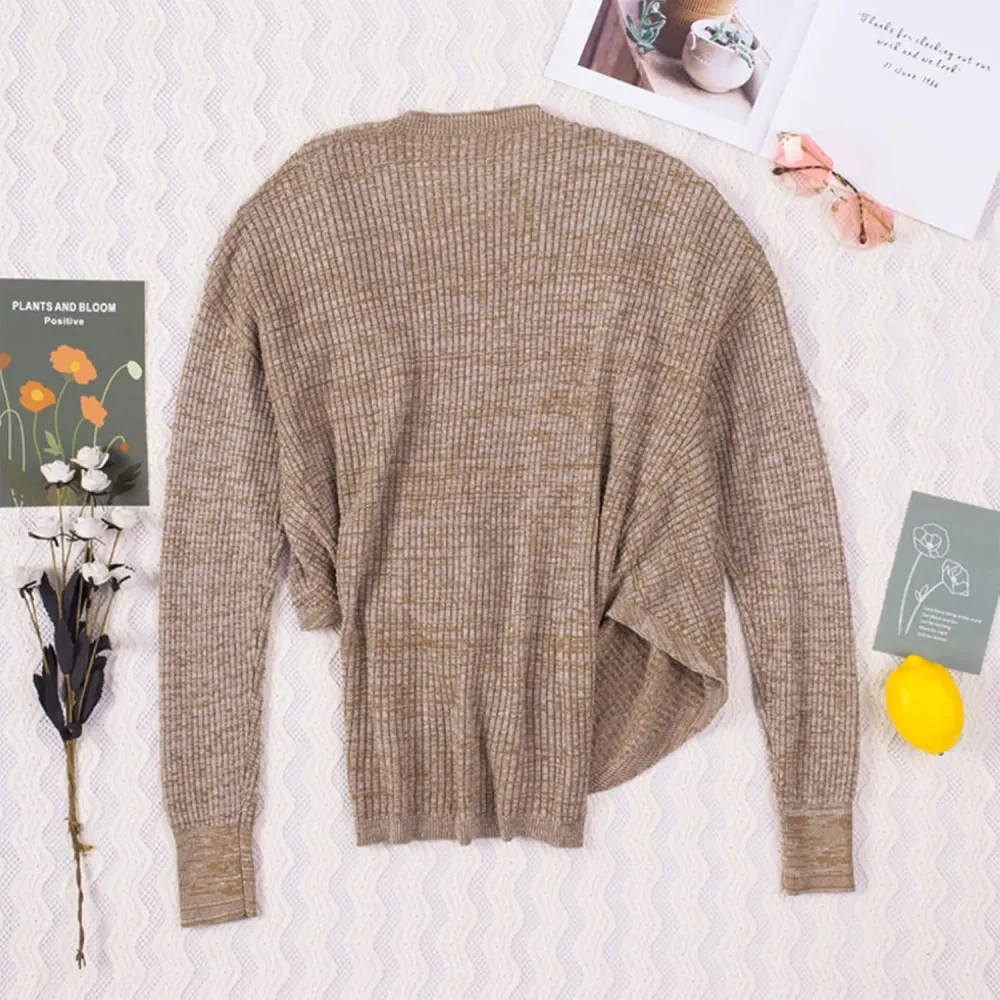 Women's Fall Sweater 2023 Wrap Sweaters Long Sleeve Knitted Asymmetric Hem Pullover Solid Color Tops Sweater