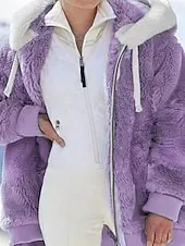 Women's Fleece Jacket Casual Jacket Hoodie Jacket Comfortable Breathable Zipper Pocket Casual Solid Color Vacation Street Casual Daily Wear Zipper Regular Hooded Regular Fit Long Sleeve Outerwear