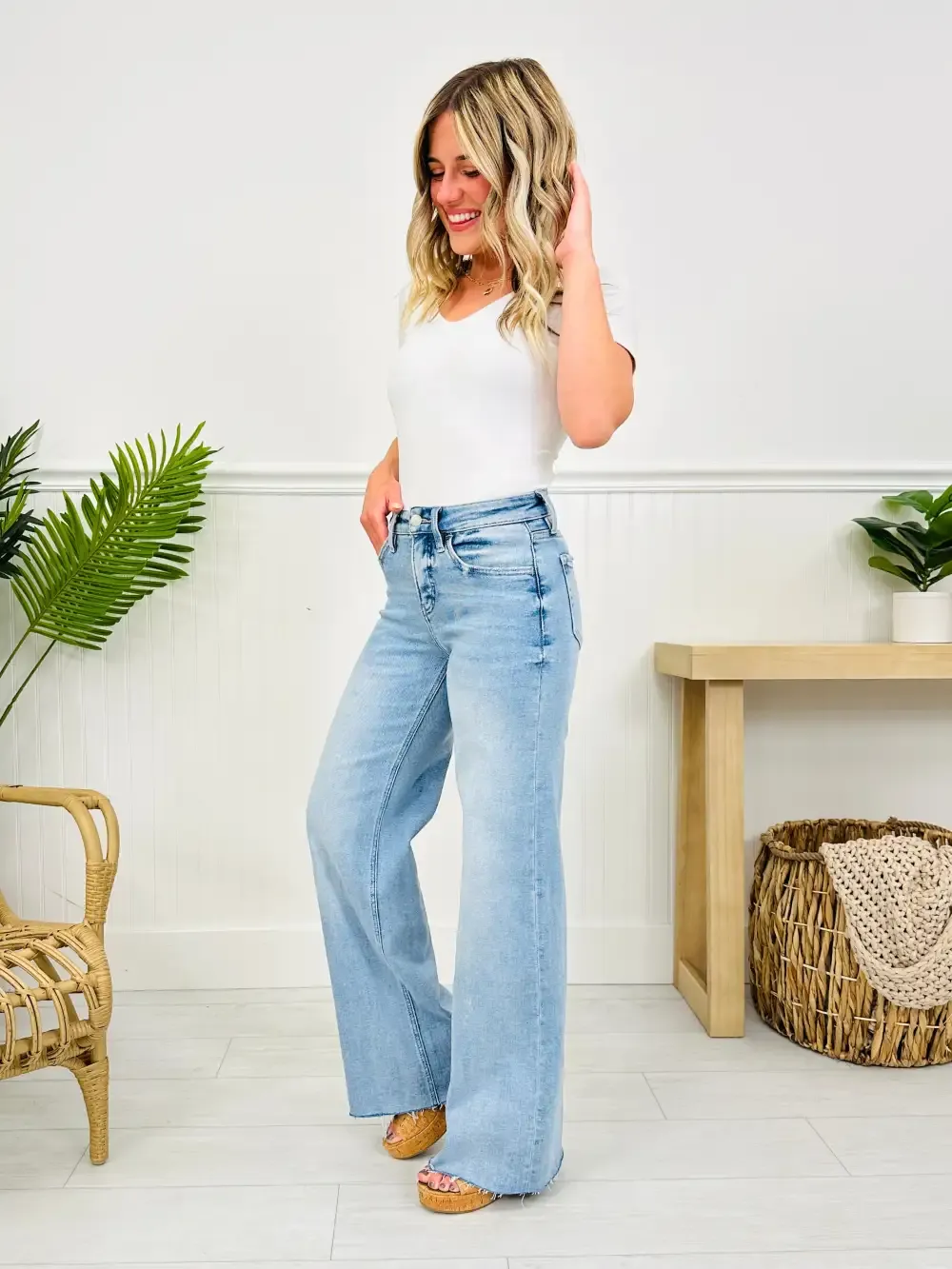 Power Moves Tummy Control Slim Wide Leg Jeans