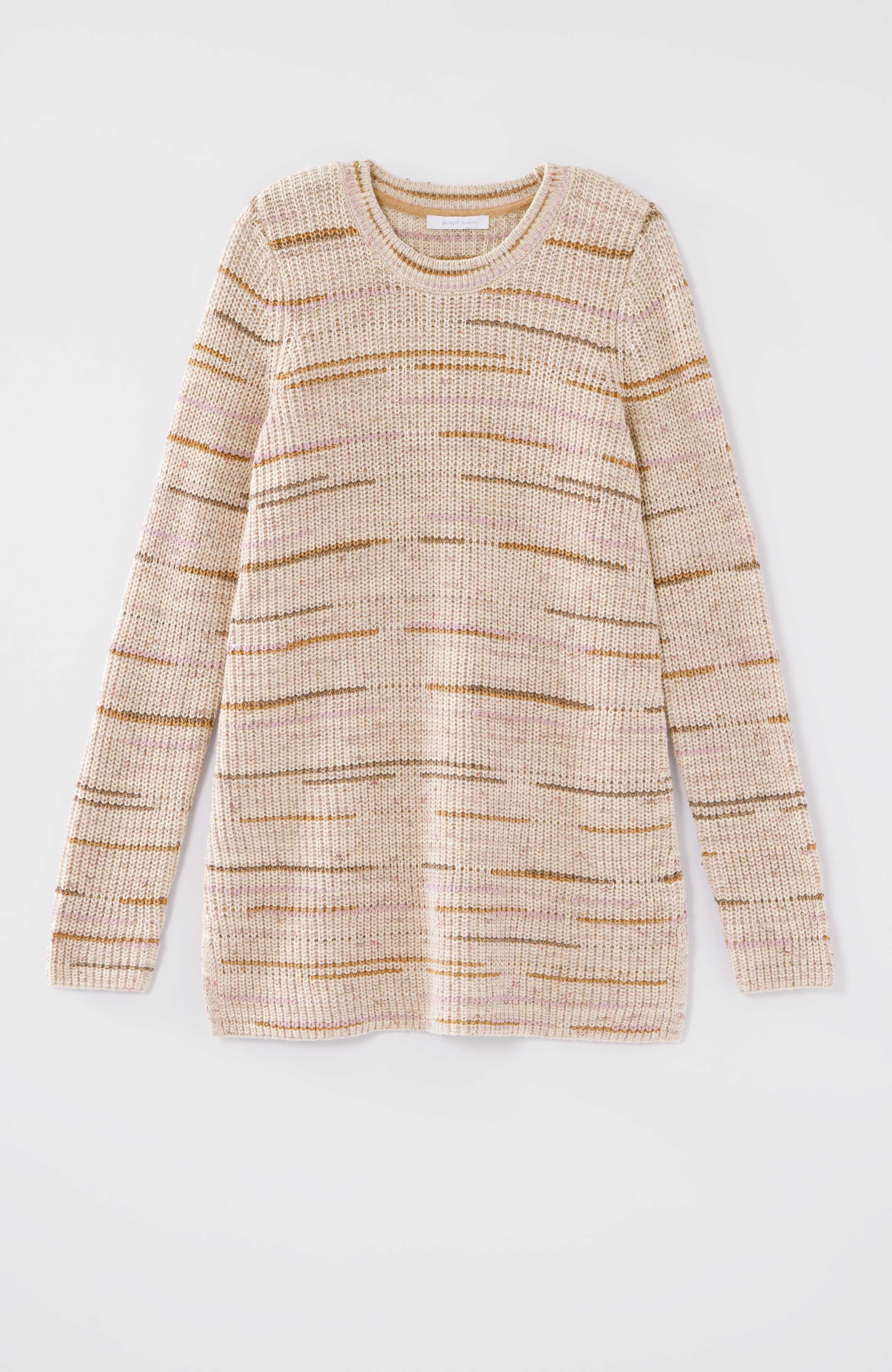 Pure Jill Crew-Neck Intarsia Striped Tunic