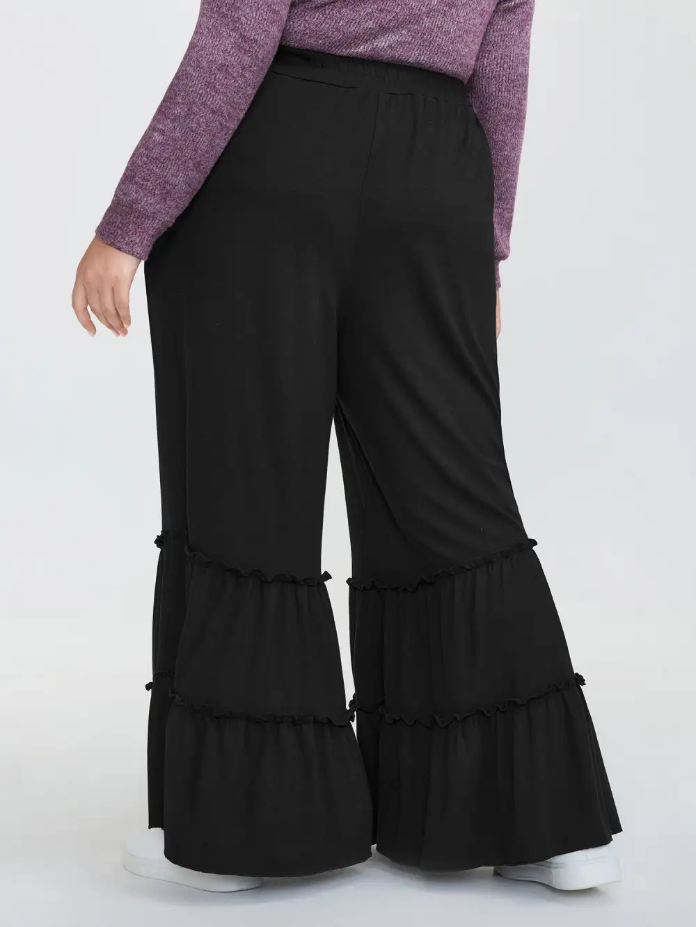 Stretchy Ruffled Hem Tiered Pants