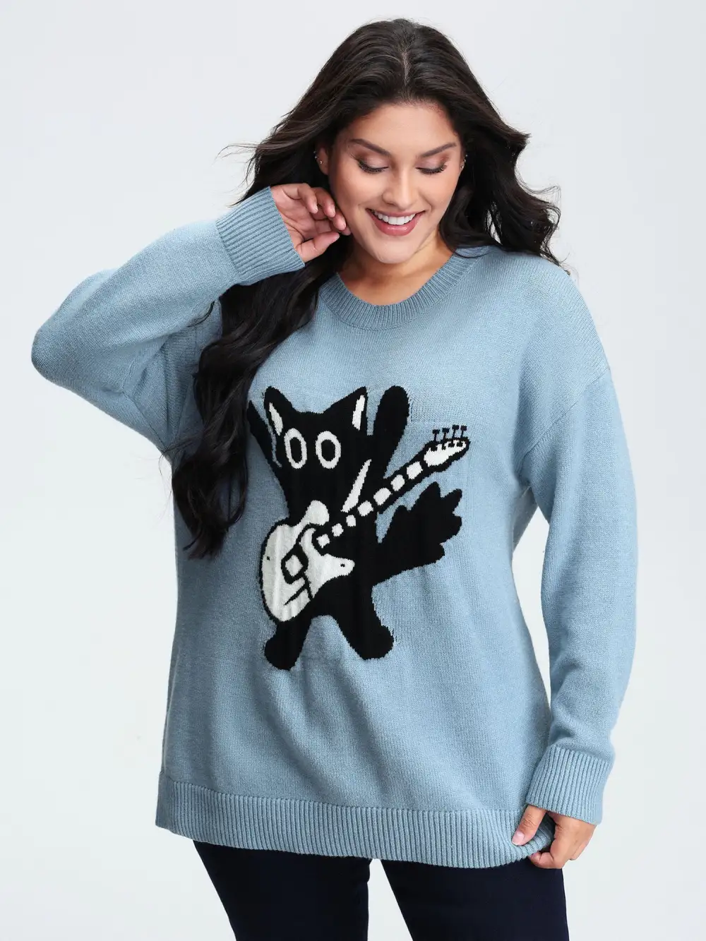 Cat Pattern Jacquard Pullover