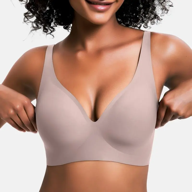 Jelly Wireless Seamless Push-Up Bra-Deep V, Wire-Free, Everyday Comfort
