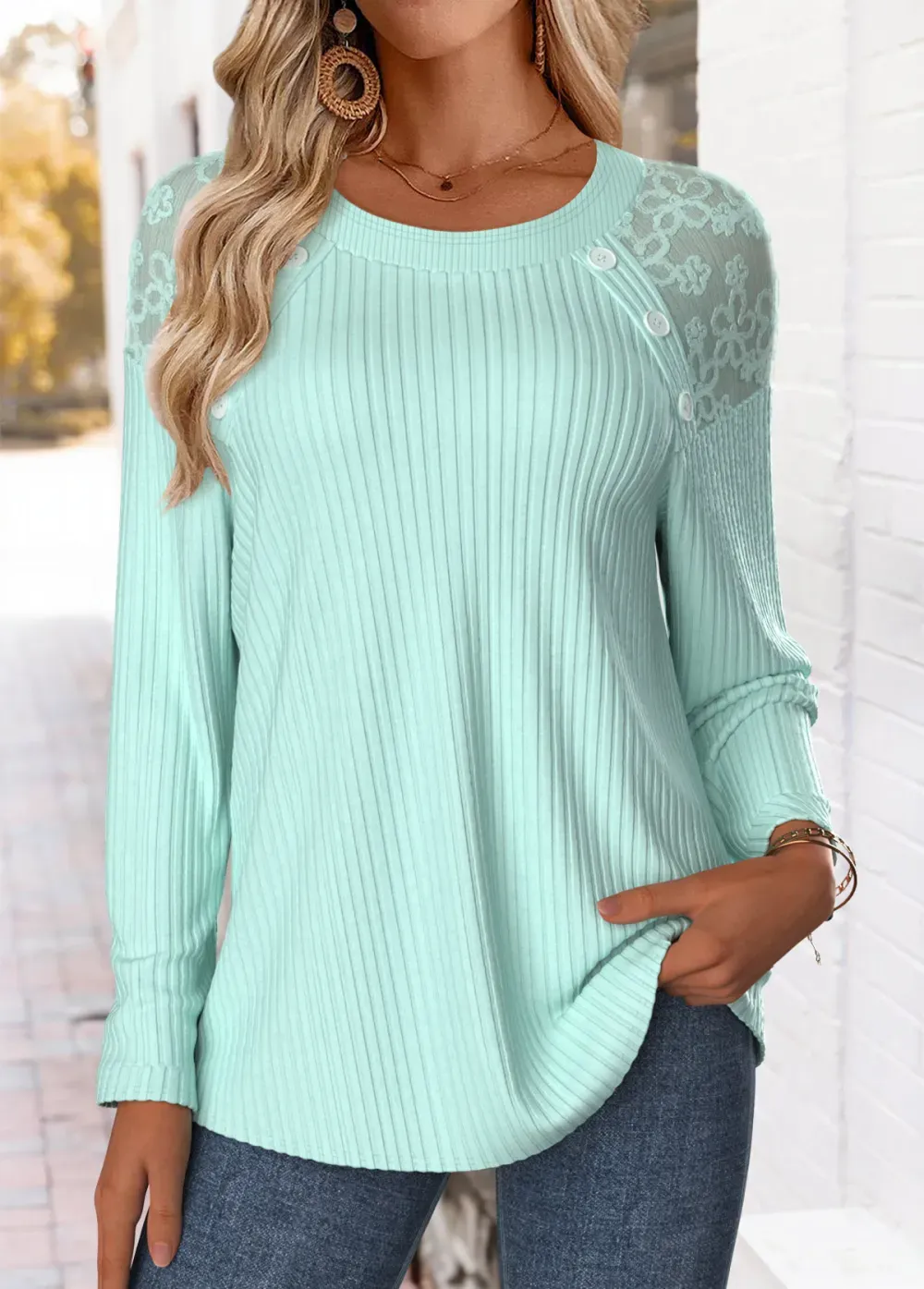 Mint Green Tummy Coverage Long Sleeve T Shirt