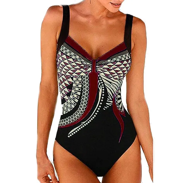 Women's One Piece Swimsuit Backless Vintage Bodysuit Bathing Suit Swimwear White Blue Breathable Quick Dry Lightweight Swimming Surfing Beach Spring Summer