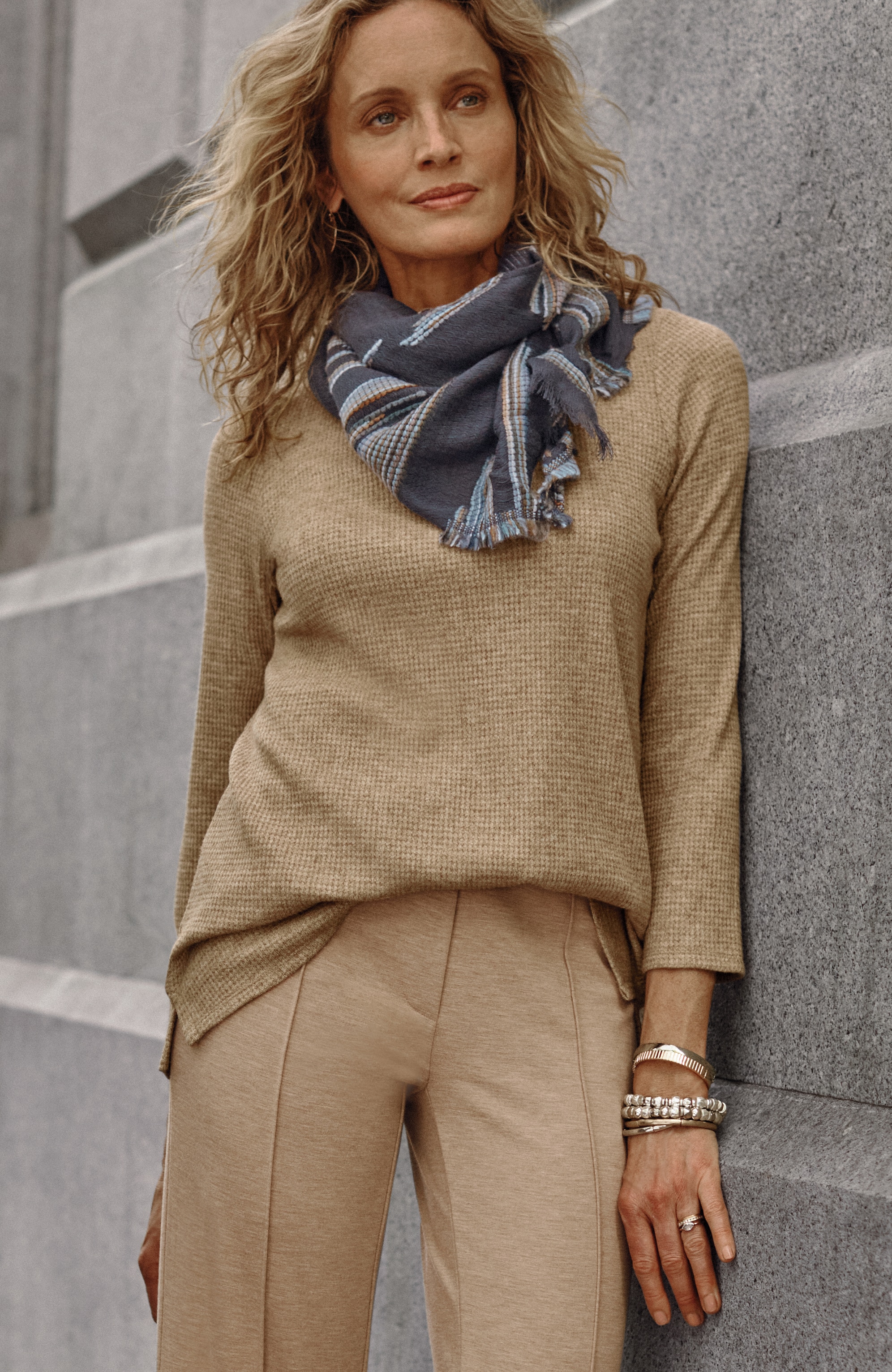 Wearever Waffle-Textured Boat-Neck Top